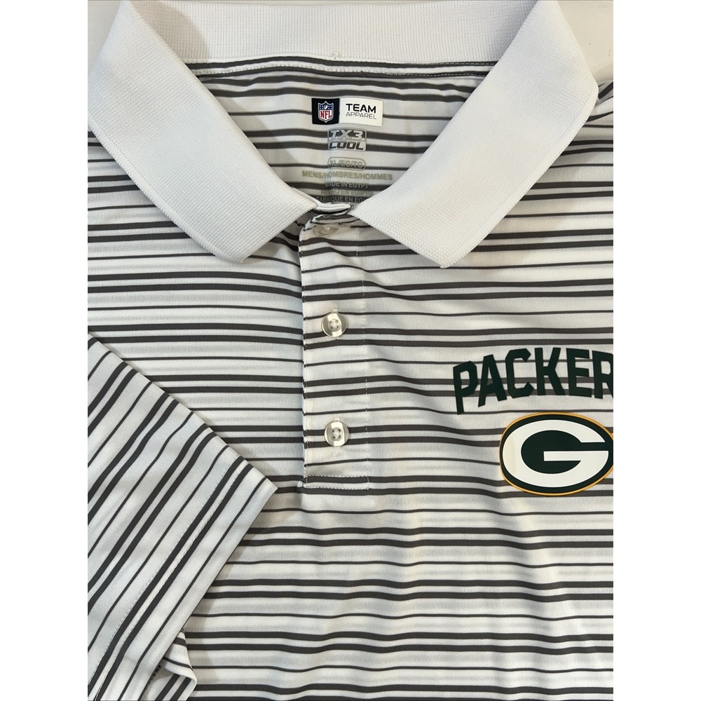 Green Bay Packers NFL Team Apparel Striped Men's Polo Size XL‎ Extra Large
